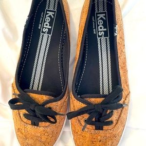 Keds cork and black ballet shoes size 7